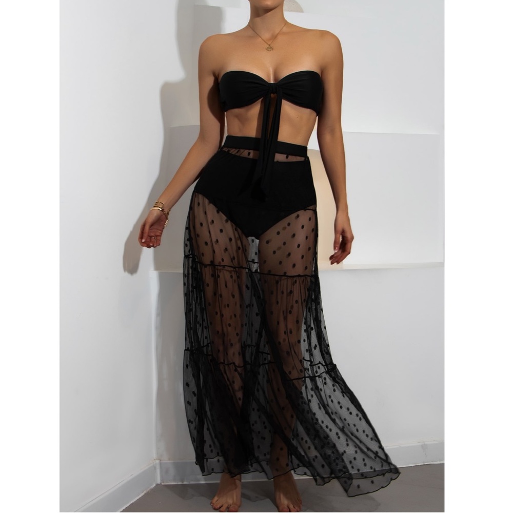 3 Piece Swimsuit Set in Black - Picture 3 of 14